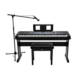 Yamaha DGX-660 88-Key Digital Grand Piano with ATR1200 Microphone, Mic Stand, Knox Flip Top Benc ...