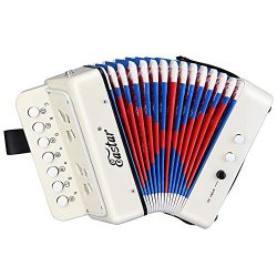 Eastar Kids Accordion 10 Keys Toy Accordion Musical Instruments for Children Kids Toddlers, White