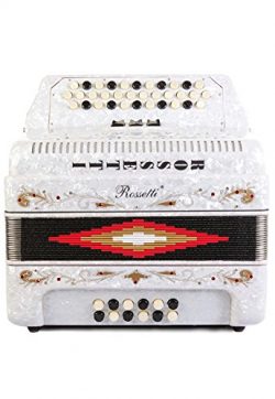 Rossetti 34 Button Accordion 12 Bass 3 Switches GCF White