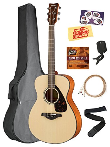 Yamaha FS800 Solid Top Small Body Acoustic Guitar – Natural Bundle with Gig Bag, Tuner, St ...