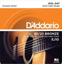 D’Addario EJ10 Bronze Acoustic Guitar Strings, Extra Light, 10-47
