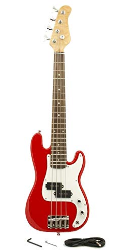 ELECTRIC BASS GUITAR – RED – Small Scale 36″ Inch Childrens Mini Kids NEW