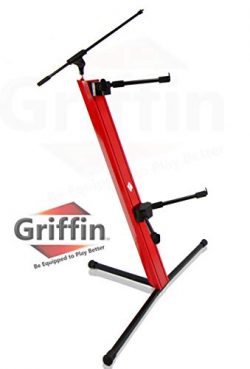 2-Tier Column Keyboard Stand with Mic Boom Arm by Griffin | Double Sliding Mounting Arms | Delux ...