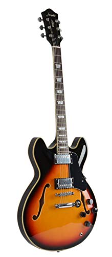 Full Size Hollow body Electric Guitar with Cable and Picks (Sunburst)