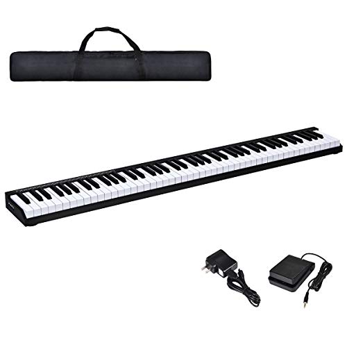 Costzon 88-Key Portable Electronic Piano, with a Black Handbag, 88-Key Full Size Digital Piano, ...