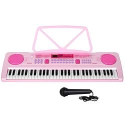 M SANMERSEN 61-Key Electronic Keyboard Piano with LCD Display, Portable Piano Keyboard with Musi ...