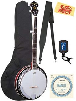 Oscar Schmidt OB5-O-U 5-String Banjo – Mahogany Bundle with Gig Bag, Strings, Tuner, Strap ...