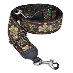 CLOUDMUSIC Banjo Strap Guitar Strap For Handbag Purse Jacquard Woven With Leather Ends And Metal ...