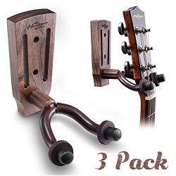 Guitar Wall Mount, Black Walnut Guitar Wall Hanger, Guitar Hook Stand Accessories for Acoustic E ...