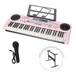 COLOR TREE 61 Key Music Electronic Keyboard Electric Digital Piano Organ with Piano Stand Option ...