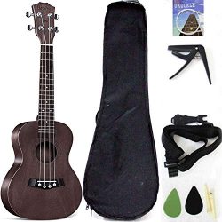 Tenor Ukelele Ukulele Solid Top Mahogany 26 Inch With Ukulele Accessories With Gig Bag,Strap,Nyl ...