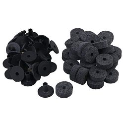 Yibuy Black Drum Set Replacement Parts 15mm Thick Felt Washers + Plastic Long Flanged Cymbal Sle ...