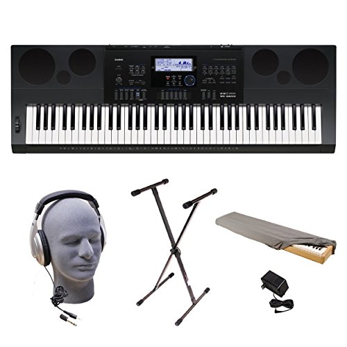 Casio WK-6600 PPK 76-Key Premium Keyboard Pack with Stand, Power Adapter, Dust Cover, and Samson ...