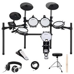 Donner DED-200 Electronic Kit with Mesh Head 8 Piece, Drum Throne, Sticks Headphone and Audio Ca ...