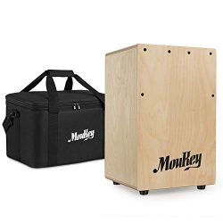 Moukey Kids Cajon DCD-1K Wooden Small Mini Cajon Drum Box with Bag, Birchwood Percussion String