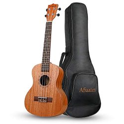 Afuaim Concert Ukulele 23 Inch Mahogany Uke with Gig Bag for Beginners