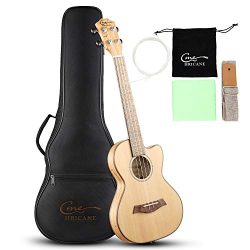 Hricane Tenor Ukulele 27 Inch Cutaway Slim Extra Slim Light Spalted Maple Ukulele for Beginner w ...