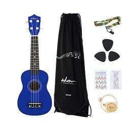 ADM Soprano Ukulele 21 Inch for Kids Beginner Ukelele, Starter Kit Strap, Aquila Strings, Picks, ...