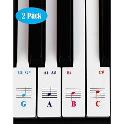 Piano and Keyboard Music Note Stickers for White Keys with Songs Ebook