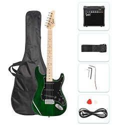 GLARRY 39″ Full Size Electric Guitar for Music Lover Beginner with 20W Amp and Accessories ...