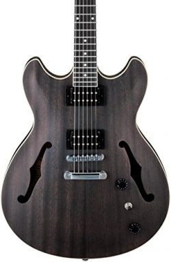 Ibanez 6 String Semi-Hollow-Body Electric Guitar, Right, Transparent Black Flat (AS53TKF)