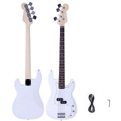 Fashion White Full Size 4-String Electric Bass Guitar Burning Fire Style