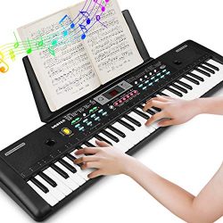 WOSTOO Keyboard Piano, 61 Key Portable Keyboard with Built- In Speaker, Microphone, Piano Stand, ...