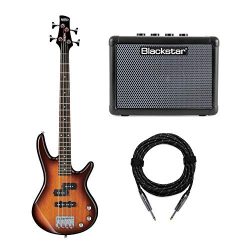 Ibanez GSRM20 MiKro Short-Scale Bass Guitar with FLY3 Bass Amp and Knox Guitar Cable (3 Items)