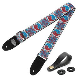 Dulphee Unique Guitar Strap Eight Diagram Pattern Jacquard Weave Braided Shoulder Strap with Sue ...