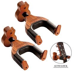 Neboic Guitar Wall Mount, Auto Lock Guitar Wall Hanger, Hard Wood Base in Guitar Shape Guitar Ho ...