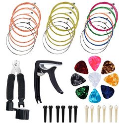 Pinowu Acoustic Guitar Strings Changing Kit (44pcs) – Guitar Tool Kit Including Guitar Str ...