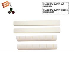 SUNLP Guitar Bone Nut Saddle for Classical Guitar 6 Strings Classical Guitar Replacement Parts ( ...