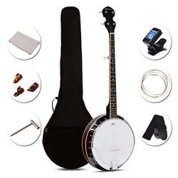 Costzon 5-String Banjo 24 Bracket with Geared 5th tuner and Mid-range Closed Handle, Include 420 ...