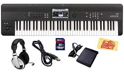 Korg Krome 73 Key Semi-Weighted Music Workstation Keyboard Bundle with SD Card, USB Cable, Susta ...