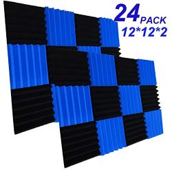 24 Pack Acoustic Foam Panels 2″ X 12″ X 12″ Soundproofing Studio Foam Wedge Ti ...