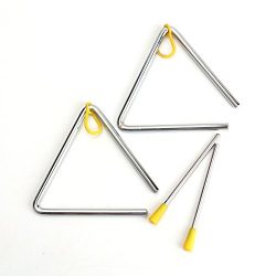 Foraineam Hand Percussion Instrument Triangles with Striker 2 Pack Triangle 5 Inch