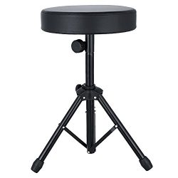 Drum Thrones Adjustable Padded Drum Stool with Anti-Slip Feet for Adults and Kids (Upgrate_Black)