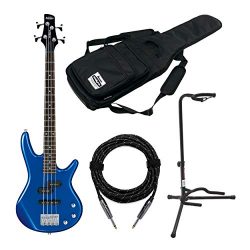 Ibanez GSRM20 Mikro Short-Scale Bass Guitar with Gig Bag, Knox Guitar Cable and Stand (4 Items)