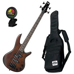 Ibanez GSRM20B WNF Mikro Walnut Flat Bass Bundle w/Gig Bag & Tuner