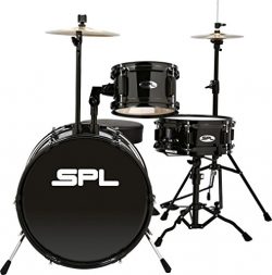 Sound Percussion Labs Lil Kicker – 3 Piece Jr Drum Set with Throne Black