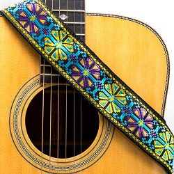 CLOUDMUSIC Guitar Strap Cool Strap With Leather Ends Vintage Classical Pattern Design Guitar Pic ...