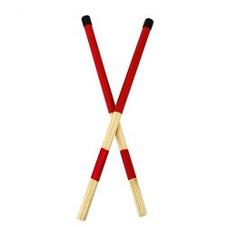 Timoo Jazz Drum Sticks Bamboo Drum Rod Brushes Jazz Folk Music (Red)