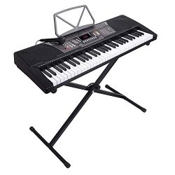 LAGRIMA 61 Key Portable Electric Piano Keyboard, Music Keyboard W/X Adjustable Stand, Power Supp ...