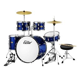 Eastar 22 inch Drum Set Kit Full Size for Adult Junior Teen 5 Piece with Cymbals Stands Stool an ...