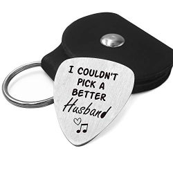 Best Husband Love Guitar Pick Gifts from Wife – Stainless Steel Guitar Pick with Guitar Pi ...