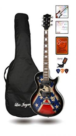 Leo Jaymz 24.75″ Single Cut Curved Top Electric Guitar – with Skull Sticker Graphic  ...