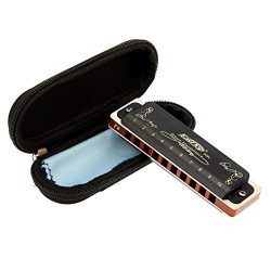 East top Harmonica Key of F# 10 Hole 20 Tone Diatonic Blues Harmonica Mouth Organ with Case Top  ...