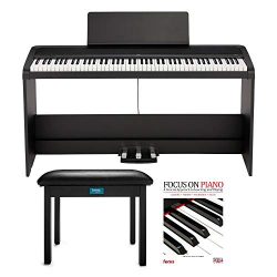 KORG B2SP 88-Key Digital Piano with Stand, Three-Pedal Unit, Knox Gear Piano Bench and Piano Boo ...