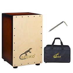GECKO Wooden Cajon Stringed Percussion Box Gecko Pattern Hand Drum with Large Rubber Feet