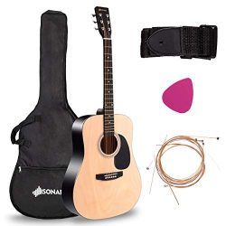 Sonart 41” Full Size Beginner Acoustic Guitar, Professional Customization Smooth Mirror St ...